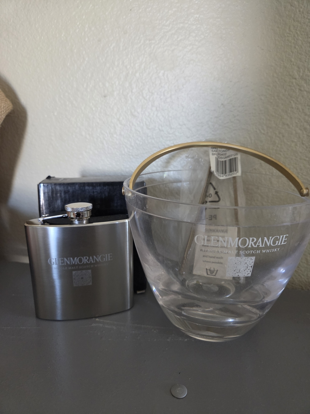 Glenmorangie Scotch Gift Set - Branded Ice Bucket, Tongs, and Flask w/ Box